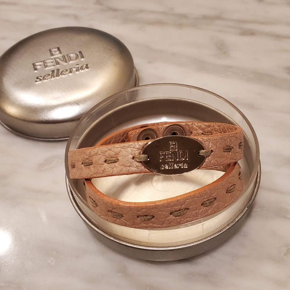 Fendi Selleria Leather Wraparound Bracelet